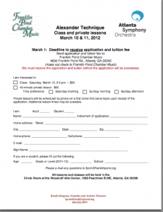 Read more about the article March 10 and 11 Alexander Technique Class and Private Lesson Application