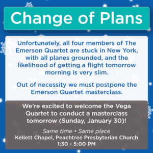 Read more about the article Change of Plans: Franklin Pond welcomes The Vega Quartet for a masterclass!