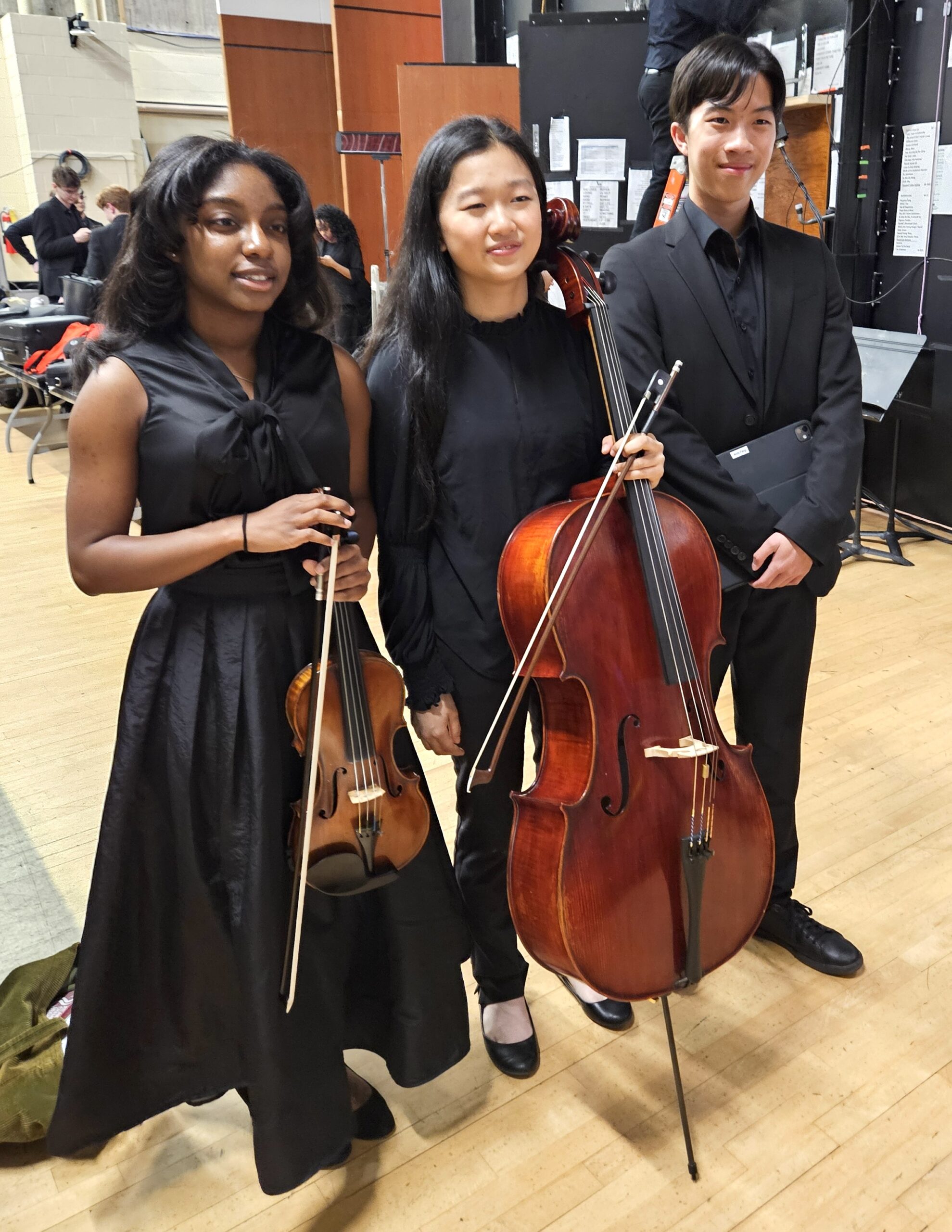 three musicians posing with instruments