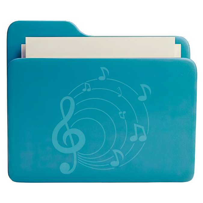 graphic of file folder with decorative music notes